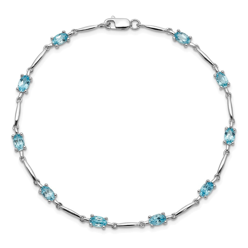 Sterling Silver Rhodium-plated Blue Topaz Bracelet 7 inches