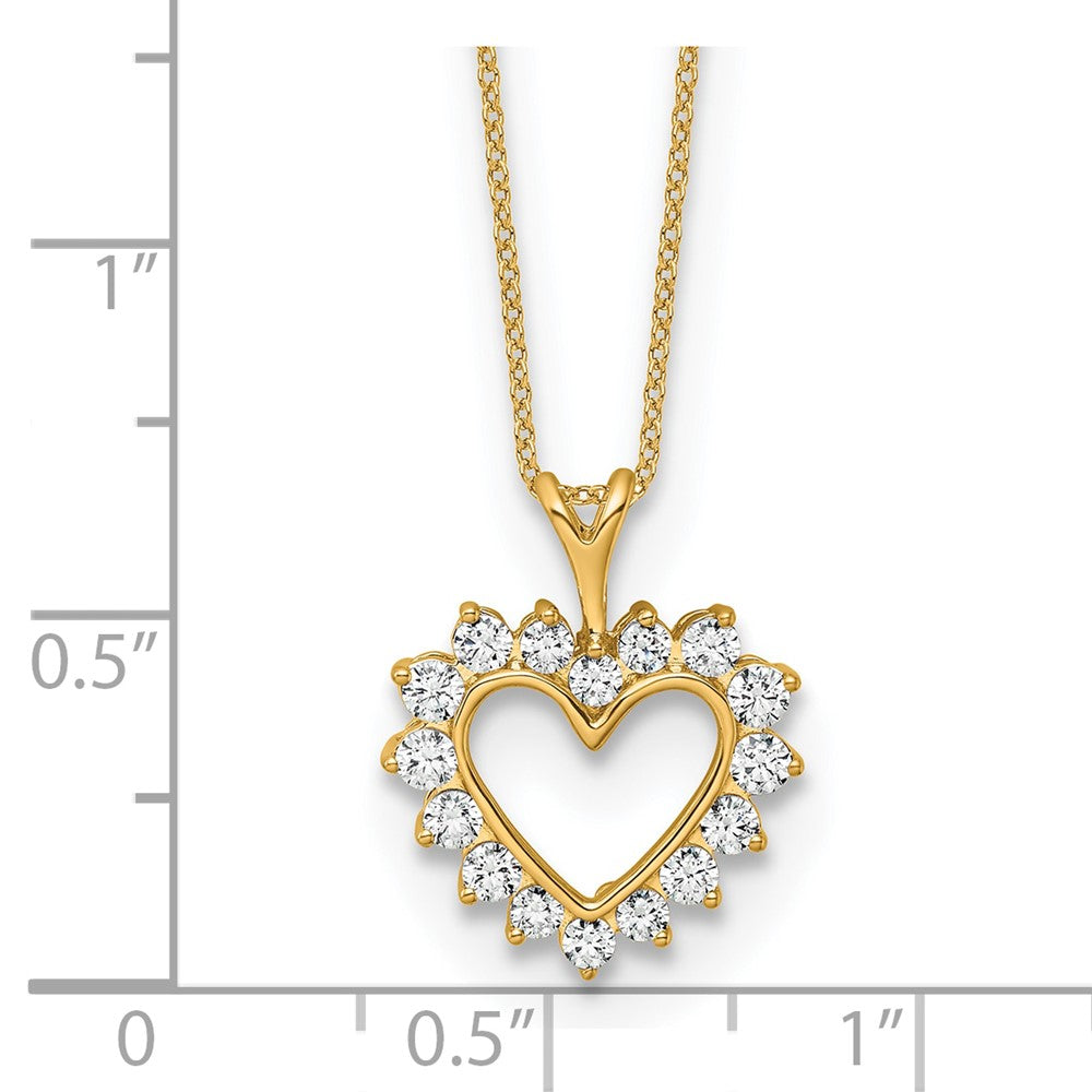 14k 1/2 carat Lab Grown Diamond VS/SI+ G+ 18 inch Heart Pendant Necklace