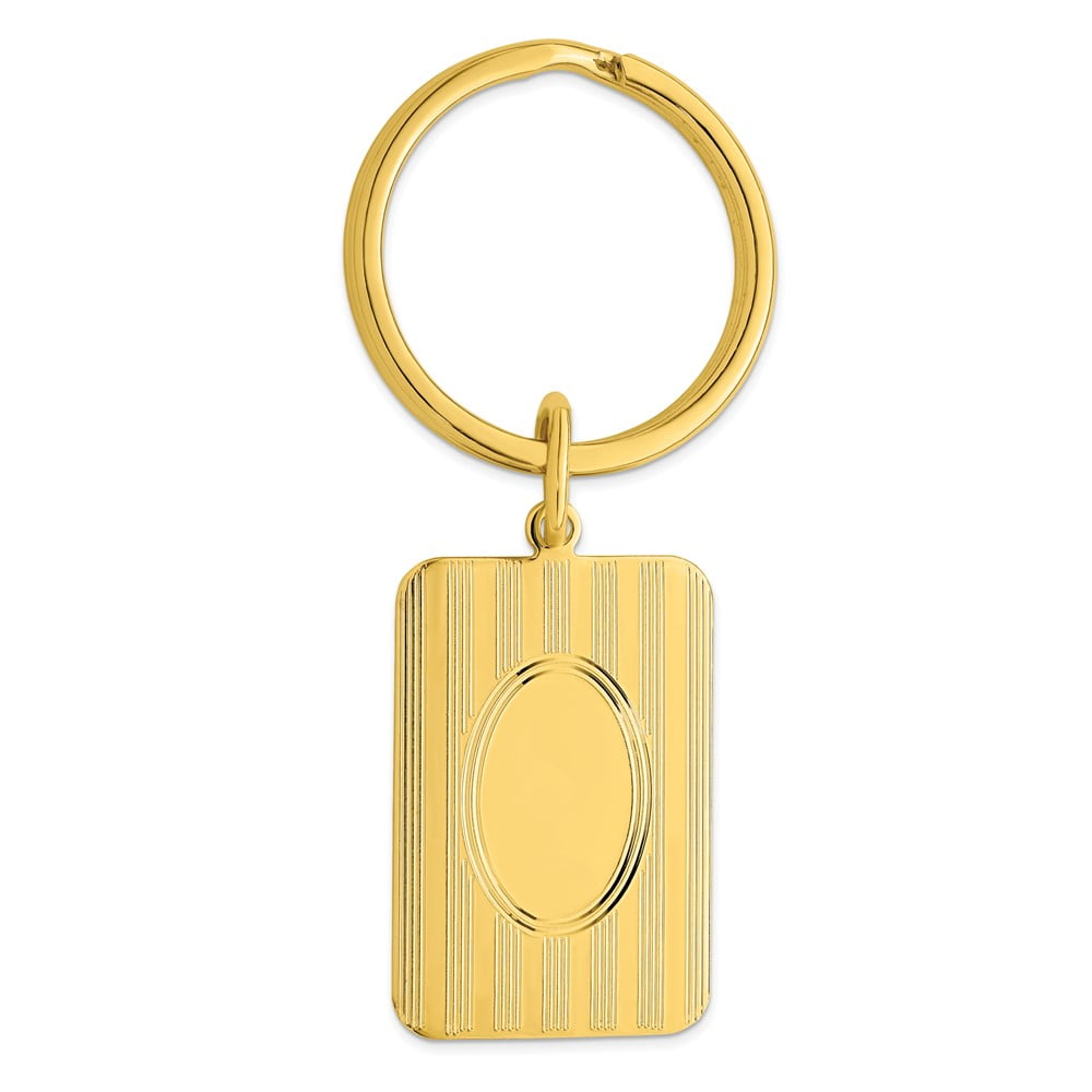 Gold-plated Kelly Waters Horizontal Lines with Engravable Oval Key Ring QGL8705