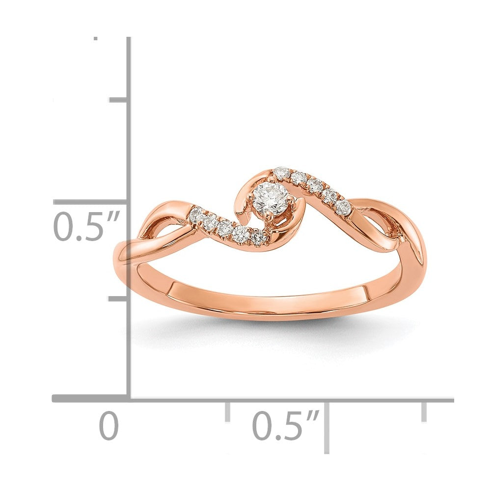 10k Rose Gold Polished Twisted Diamond Ring