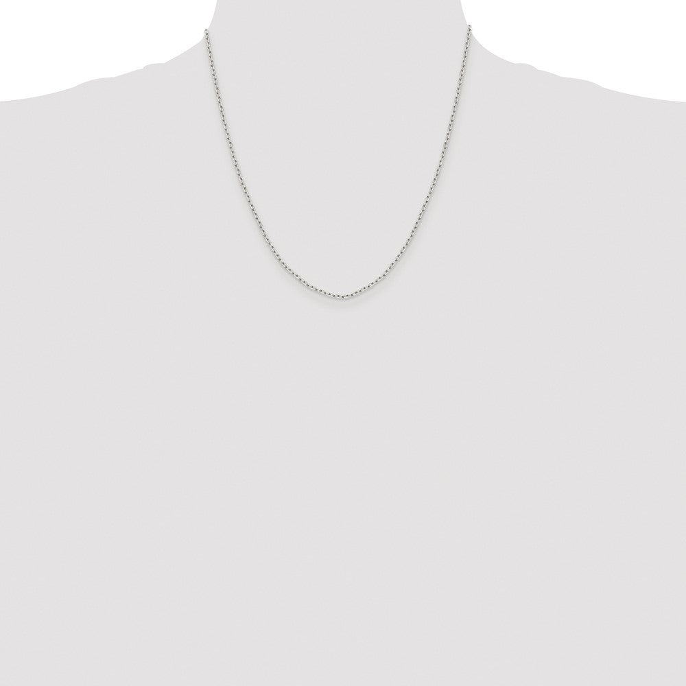 Sterling Silver Rhodium-plated 1.65mm Diamond-cut Long Link Cable Chain