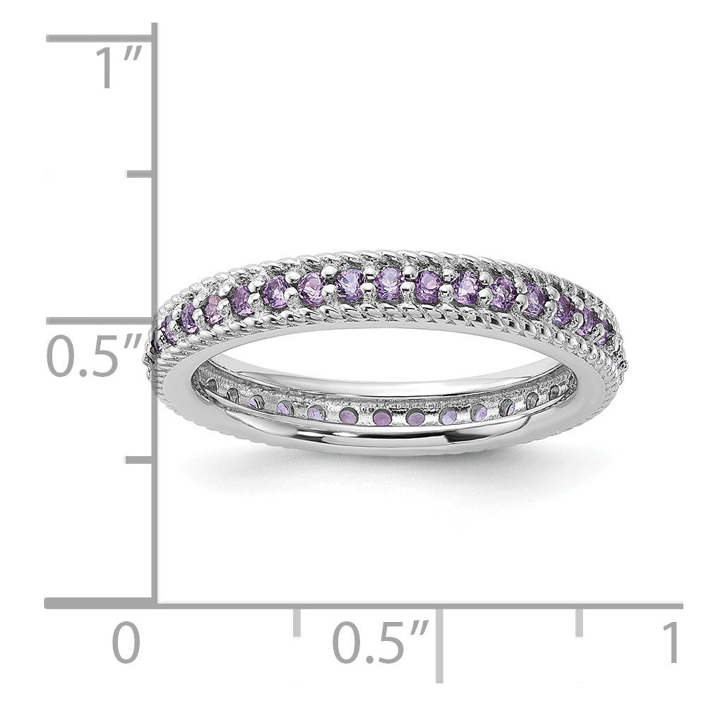 Sterling Silver Stackable Expressions Polished Amethyst Eternity Ring
