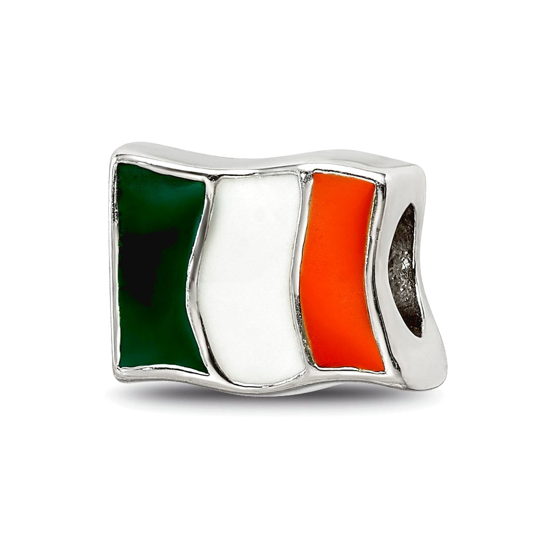 Sterling Silver Reflections Enameled Ireland Flag Bead