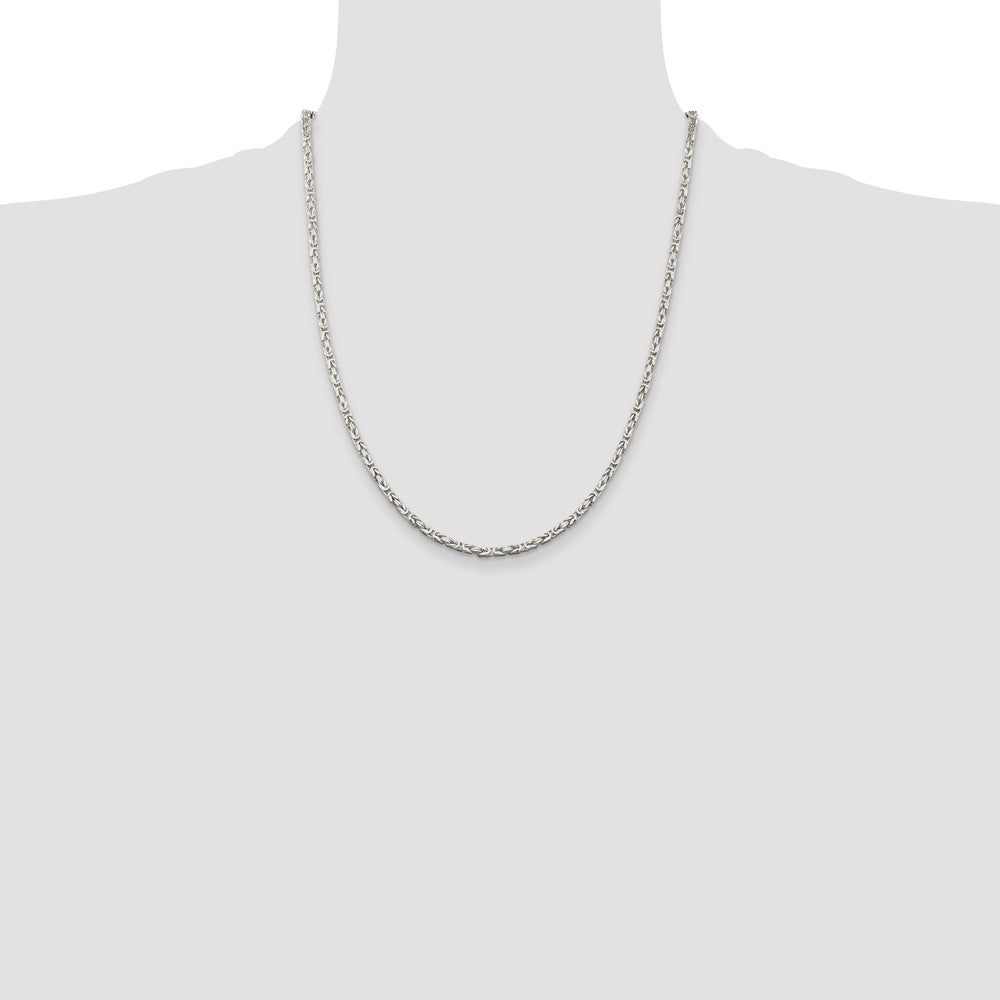 Sterling Silver 2.5mm Byzantine Chain 22 Inches