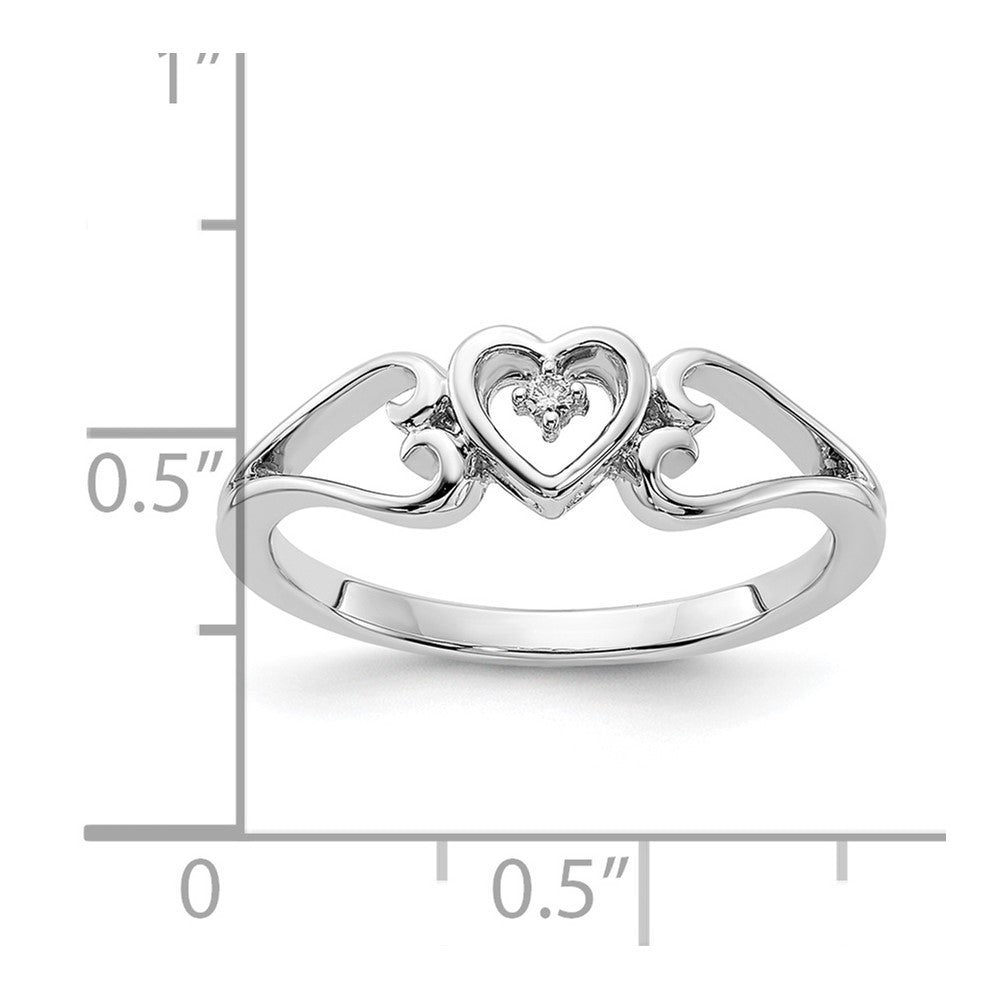 10K White Gold Polished Diamond Triple Heart Ring