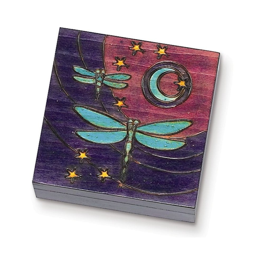 Handcrafted Solid Wood Carved and Painted Dragonfly Keepsake Box GM8543