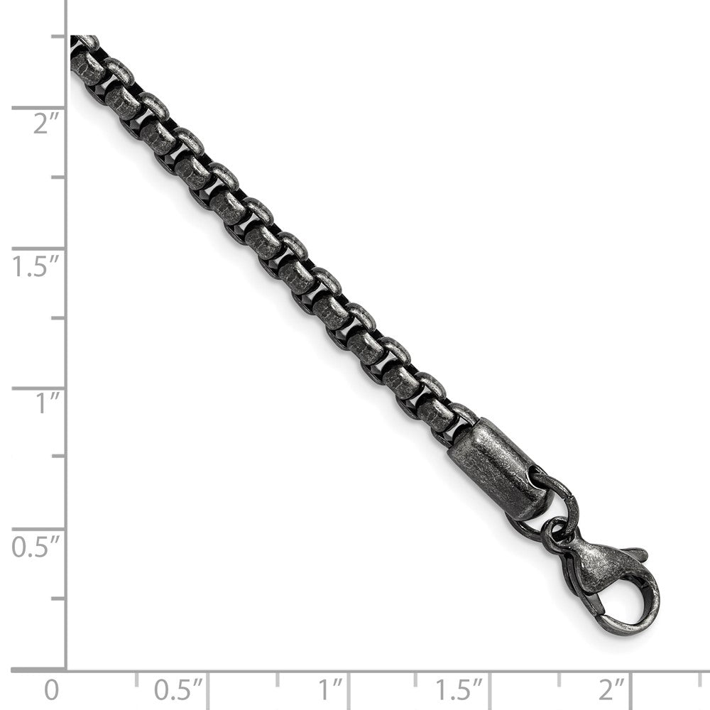 Stainless Steel Antiqued and Polished 3.9mm Rounded Box Chain