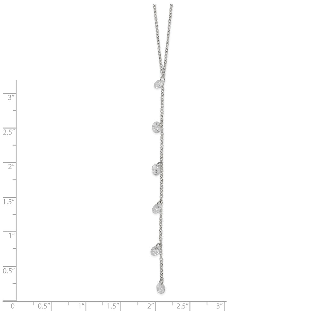 Sterling Silver Rhodium-plated CZ Dangle w/ 2in ext. Necklace 16 Inches