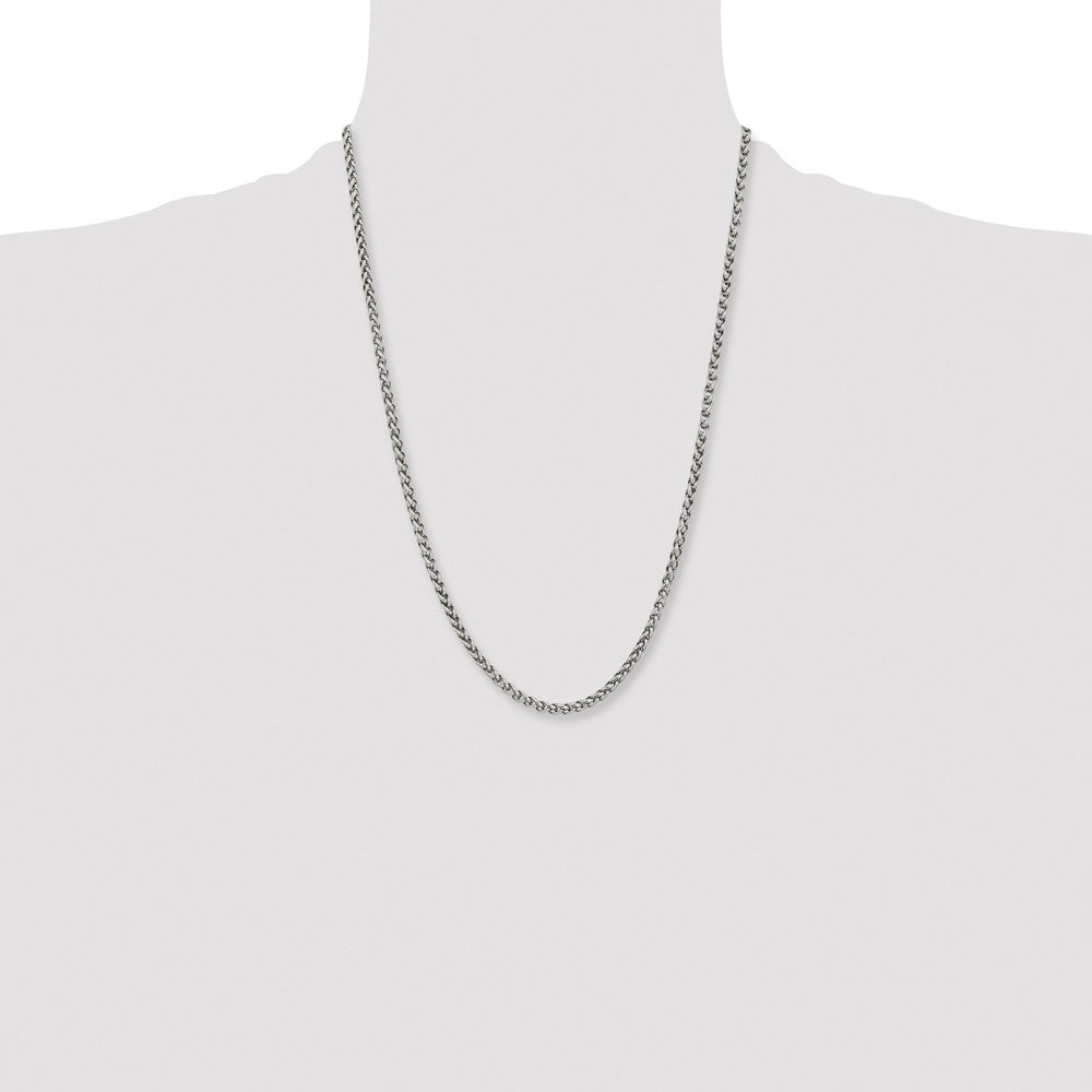Stainless Steel Polished 4mm 24in Wheat Chain
