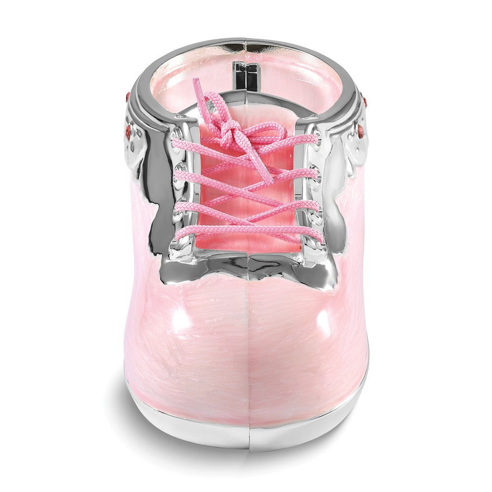 Pink Enameled Baby Shoe Nickle-plated Bank