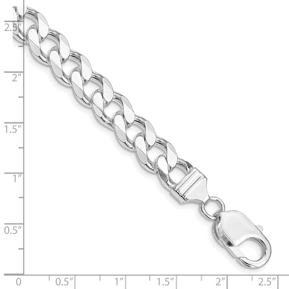 Sterling Silver Rhodium-plated 9.3mm Curb Chain 8 inches