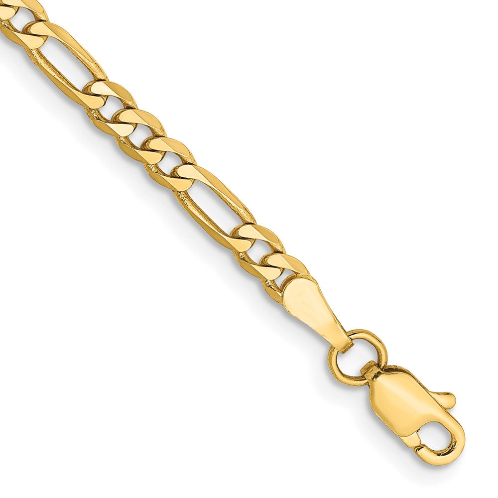 14K 6 inch 3mm Flat Figaro with Lobster Clasp Bracelet 6 inches