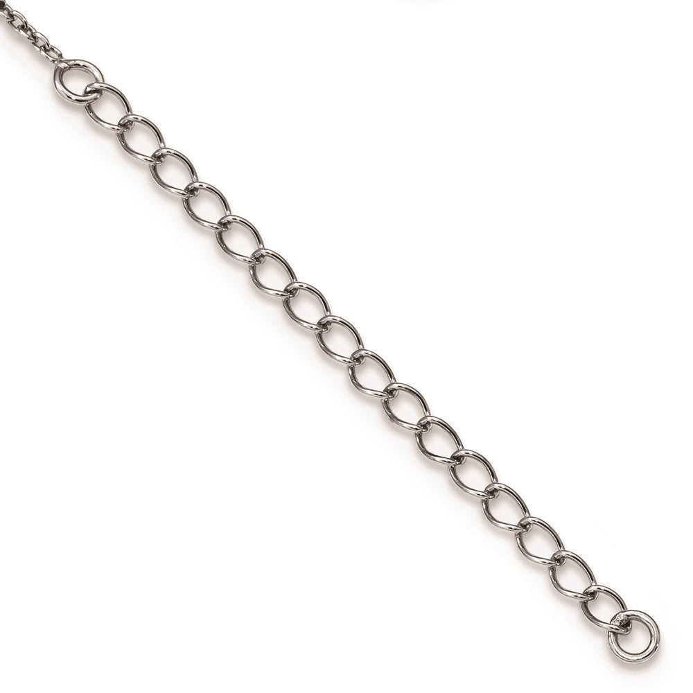 White Night Sterling Silver Rhodium-plated Blue Diamond Oval Pendant 18 inch Necklace with 2 Inch Extender 18 Inches