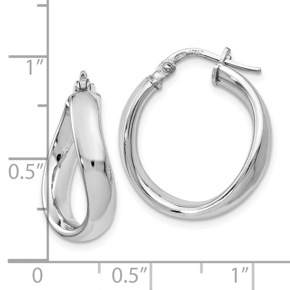 Sterling Silver RH-plated Polished Twisted Hoop Earrings