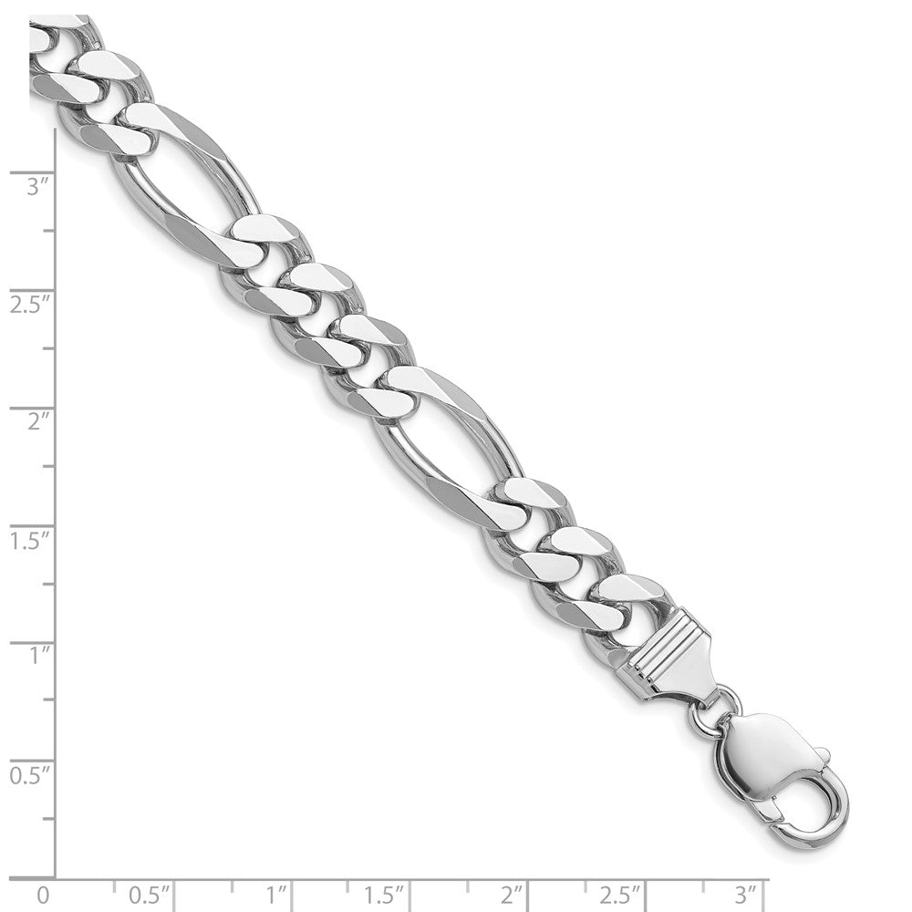Sterling Silver Rhodium-plated 10.2mm Figaro Chain 8 inches