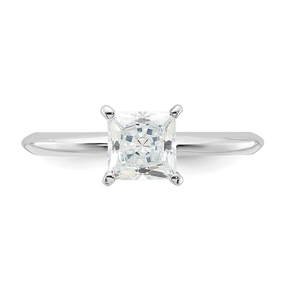 Sterling Silver Rhodium-plated 5.5mm Princess Cut Diamonore CZ Ring