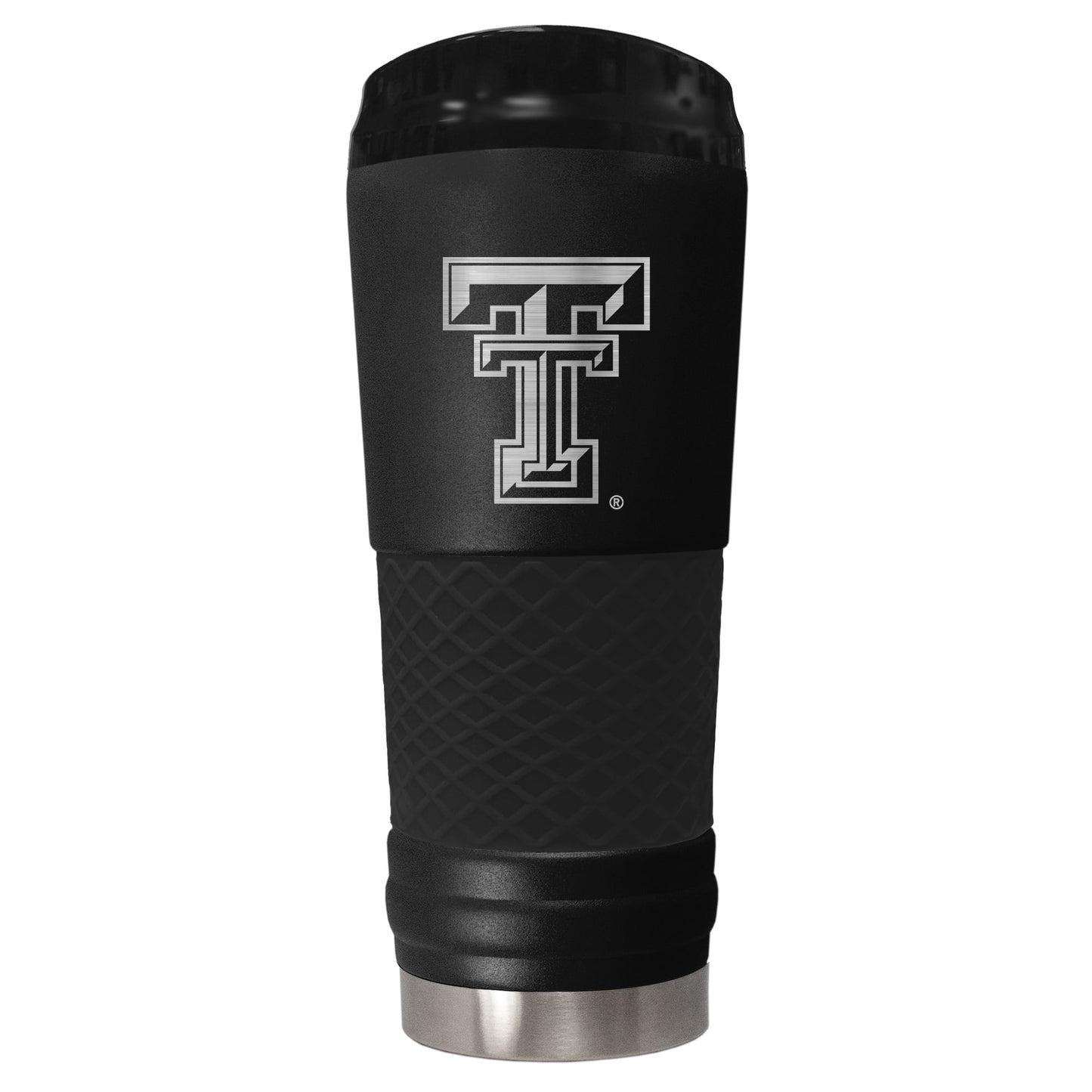 Texas Tech 24 ounce vacuum insulated stainless steel tumbler in black powder coat and laser etched team logo