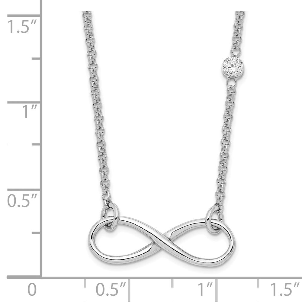 Sterling Silver Rhodium-plated CZ Infinity Knot Necklace 18 Inches