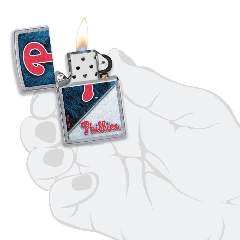 Zippo Street Chrome Philadelphia Phillies Color Image MLB Lighter