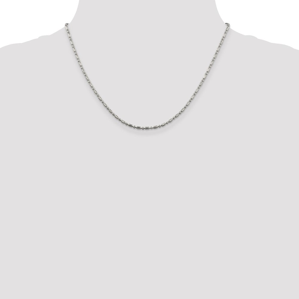 Sterling Silver 2mm Fancy Beaded Chain 18 Inches