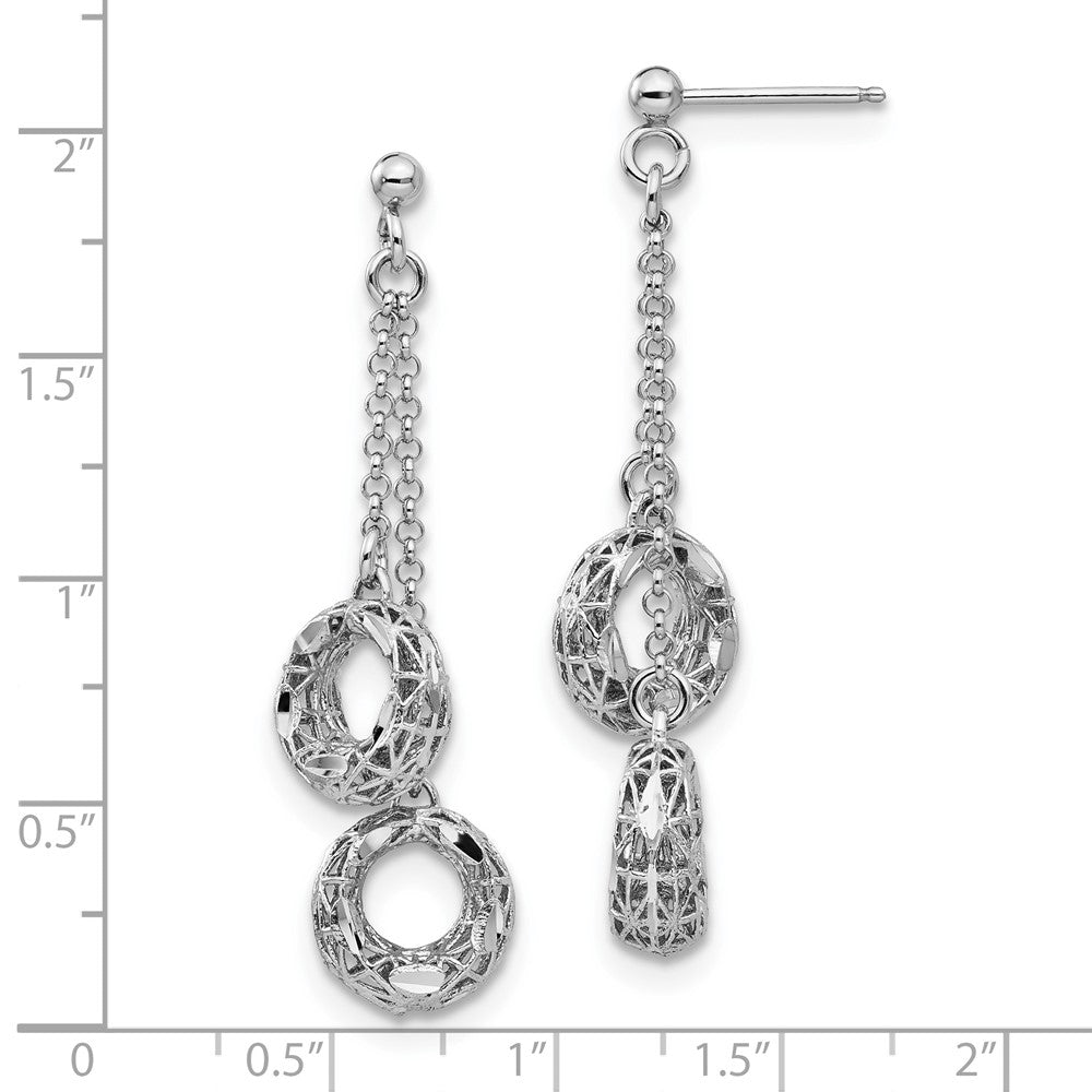 Sterling Silver Polished D/C Circle Dangle Earrings