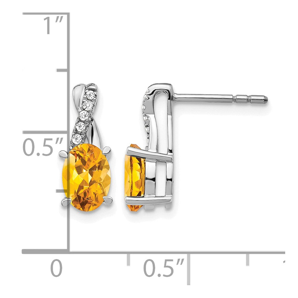 10kw Citrine & Diamond Earrings 7x5 Oval Citrine, Rd 10-1.1mm dia