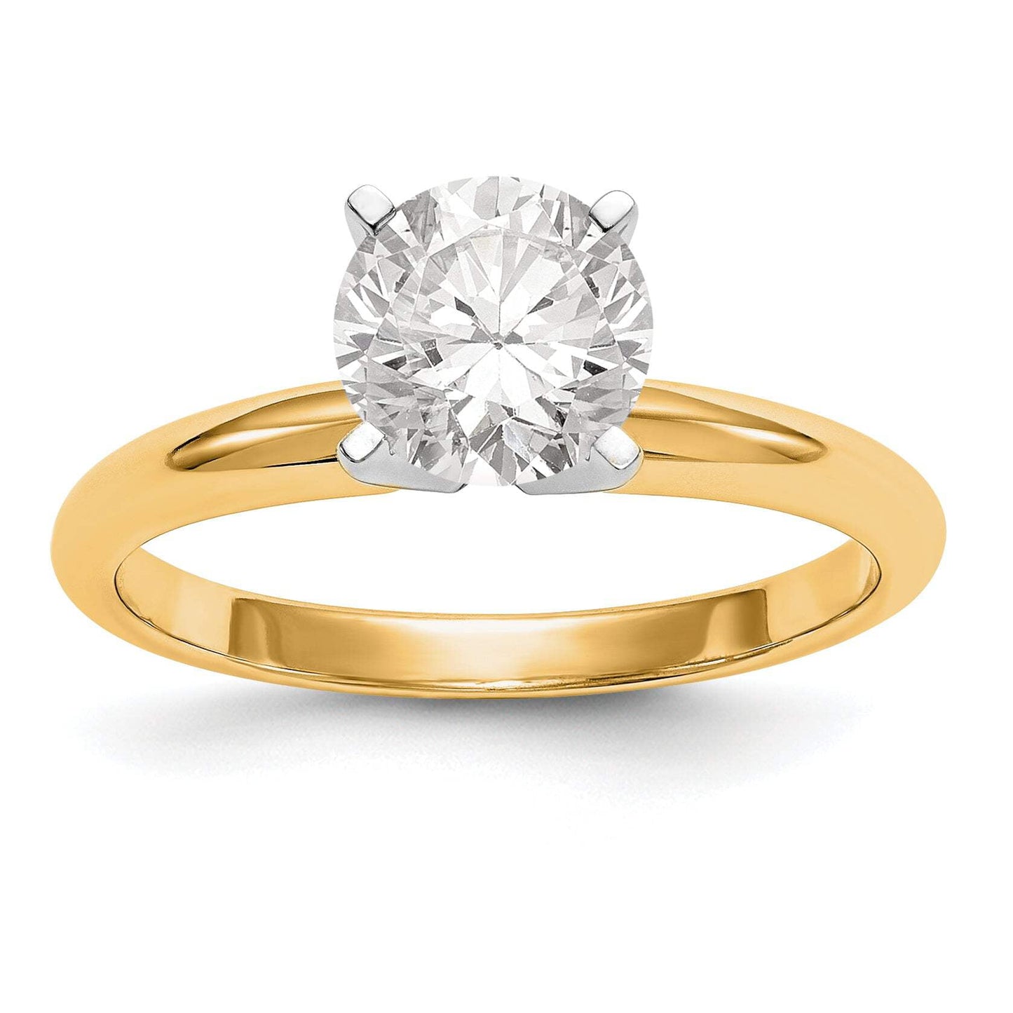 14k Two-Tone 1.25 carat Lightweight Half-Round 4-Prong Round Solitaire Ring Mounting