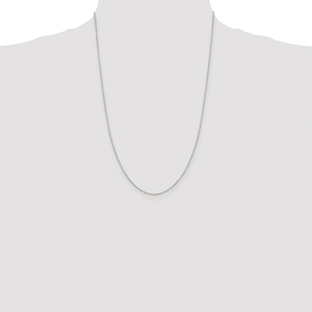 Sterling Silver Rhodium-plated 1mm Diamond-cut Long Link Cable Chain