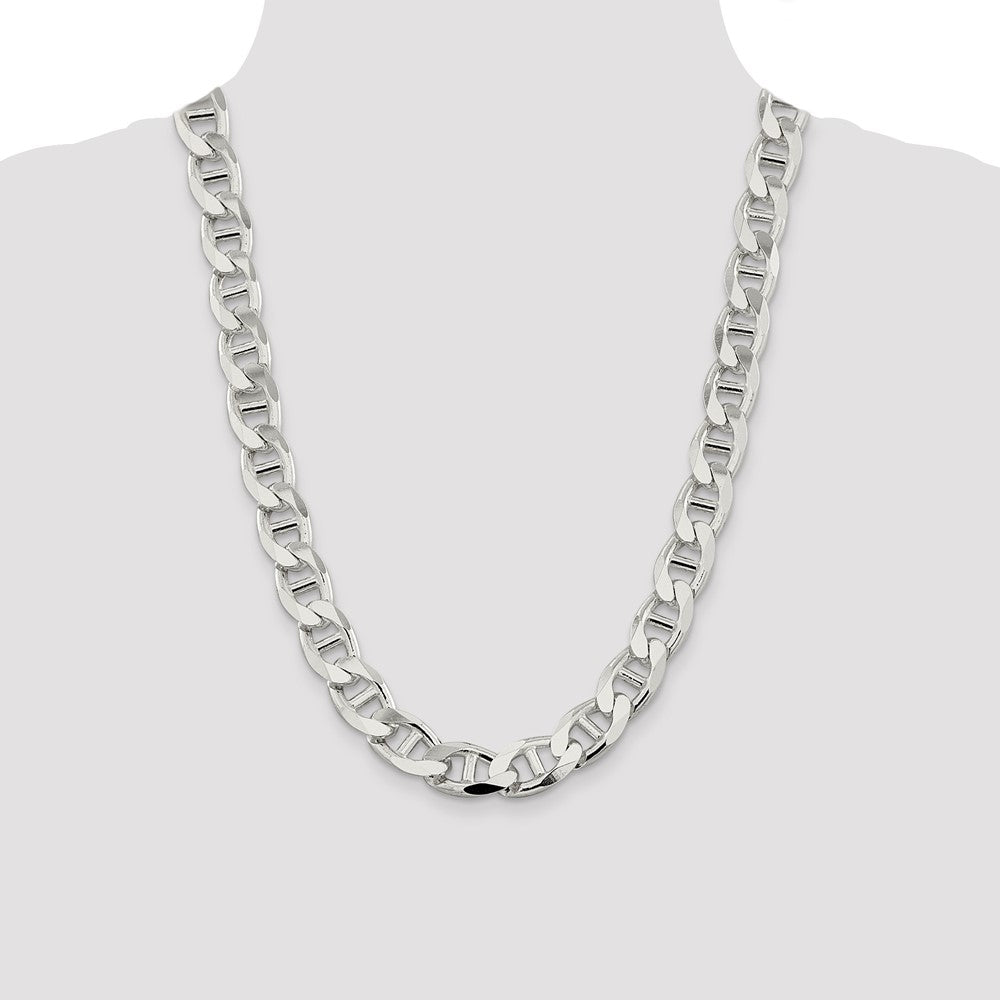 Sterling Silver 13.5mm D/C Flat Anchor Curb Chain 24 Inches