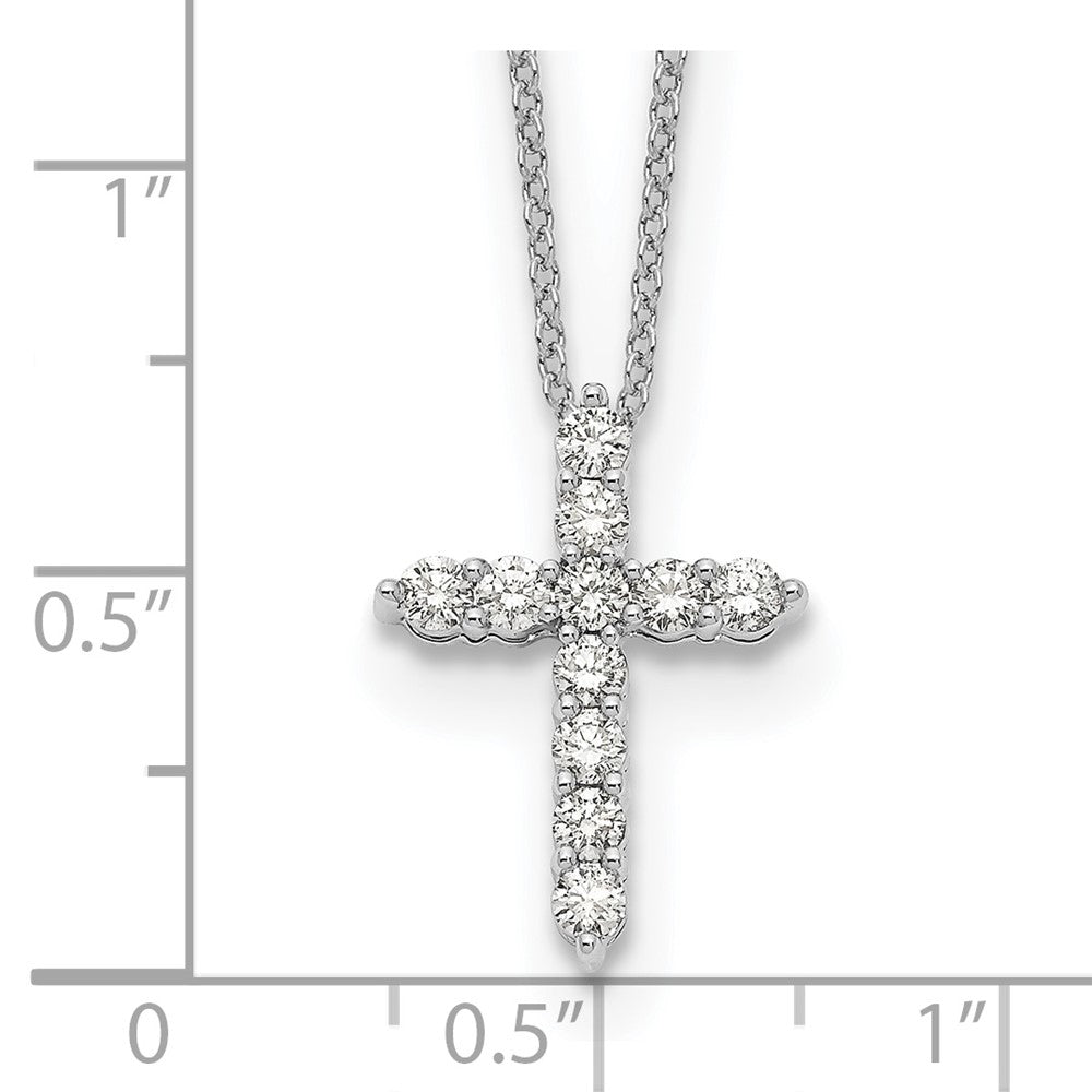 14k White Gold Diamond Cross 18 inch Necklace