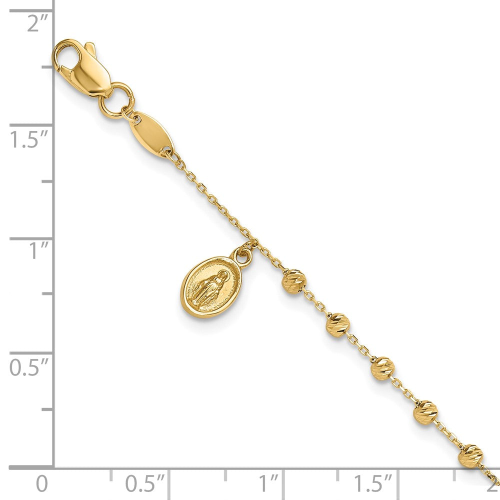 10K Polished and Diamond-cut Miraculous Medal and Cross Rosary Design Brace