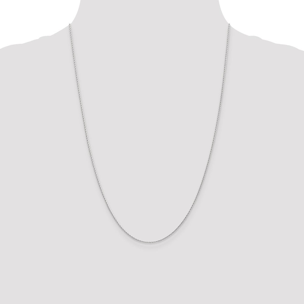 14K White Gold 24 inch 1mm Round Parisian Wheat with Lobster Clasp Chain