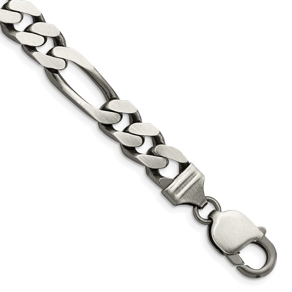 Sterling Silver Antiqued 9mm Figaro Chain 8 inches