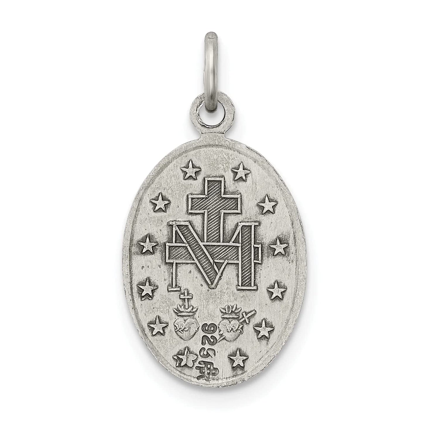 Sterling Silver Antiqued Miraculous Solid Medal