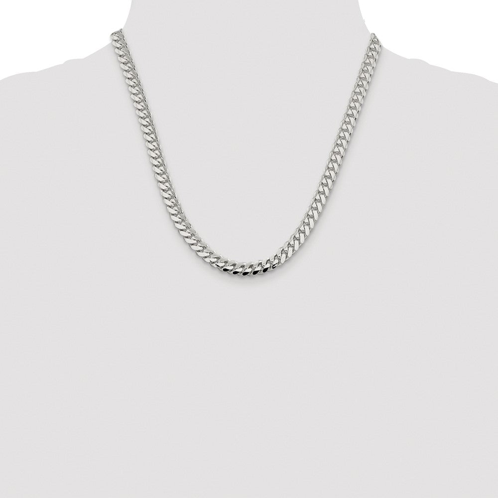 Sterling Silver Rhodium-plated 7.0mm Polished Domed Curb Chain