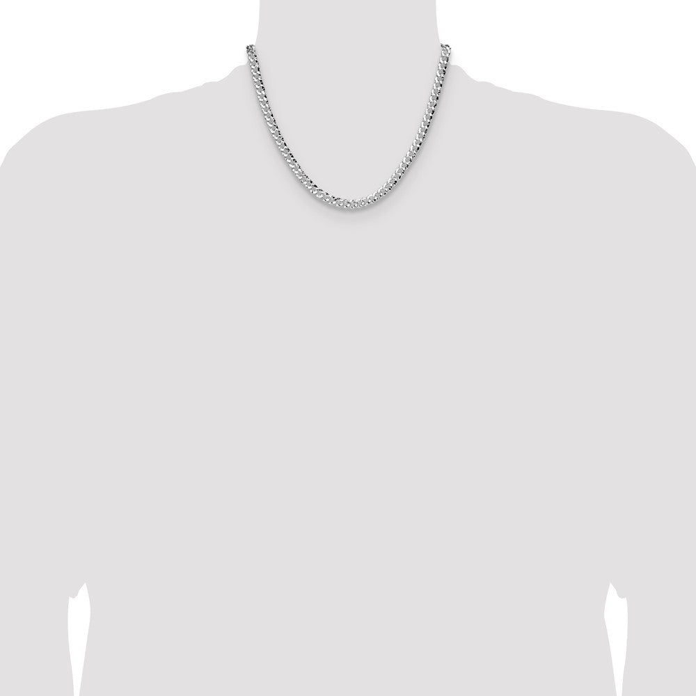 Sterling Silver 6.35mm Hammered Curb Chain