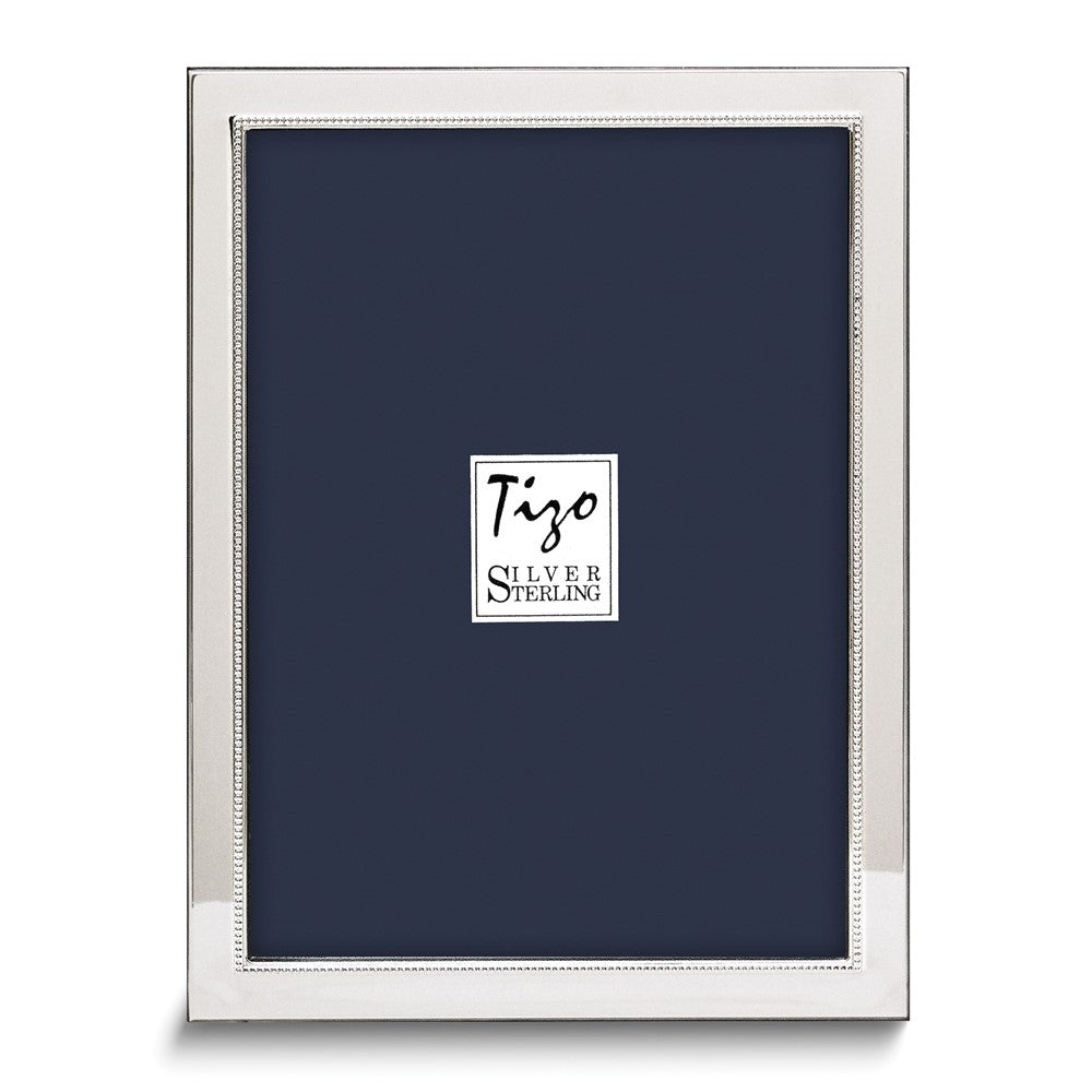 Sterling Silver Tarnish Resistant Narrow Beaded 3.5x3.5 Photo Frame with Finished Wood Back