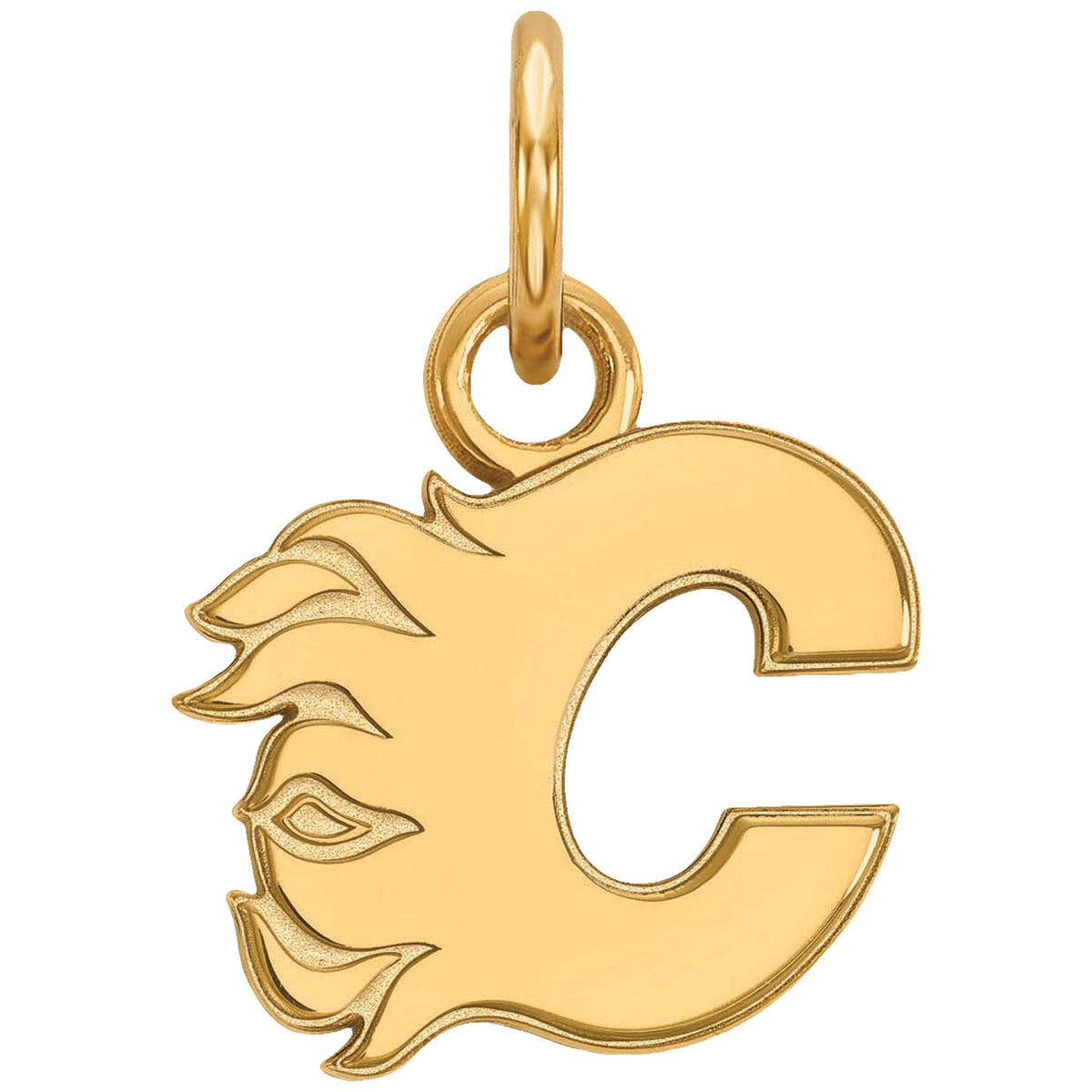 Sterling Silver Gold Plated NHL LogoArt Calgary Flames XS Pendant