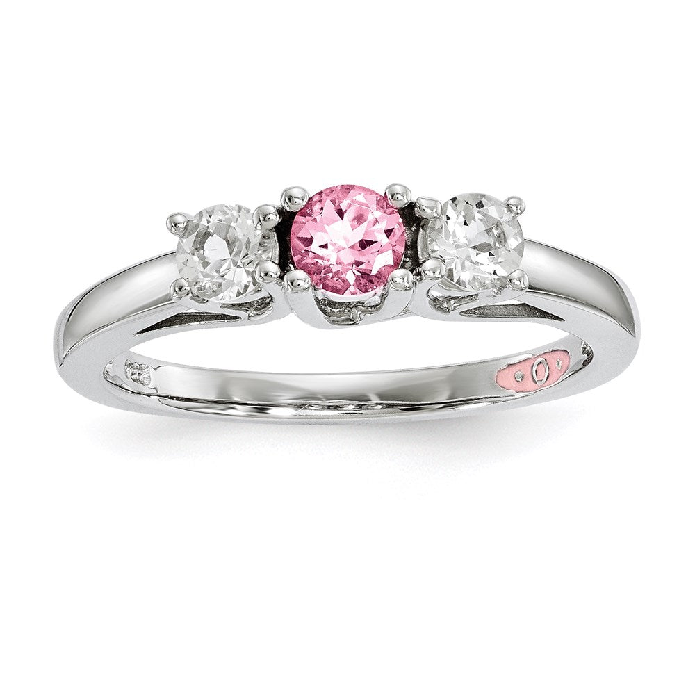 10k White Gold Clear & Pink Topaz Pamela Ring