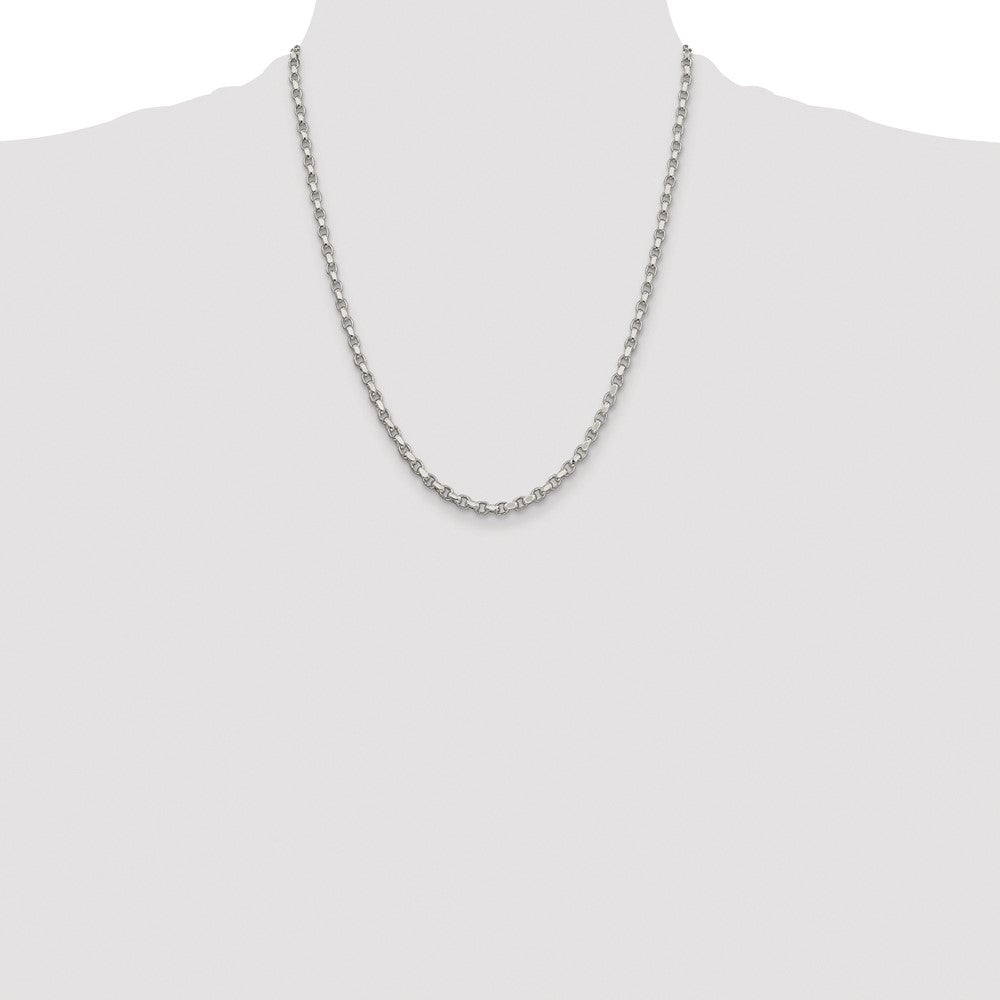 Sterling Silver Rhodium-plated 3.5mm Diamond-cut Rolo Chain