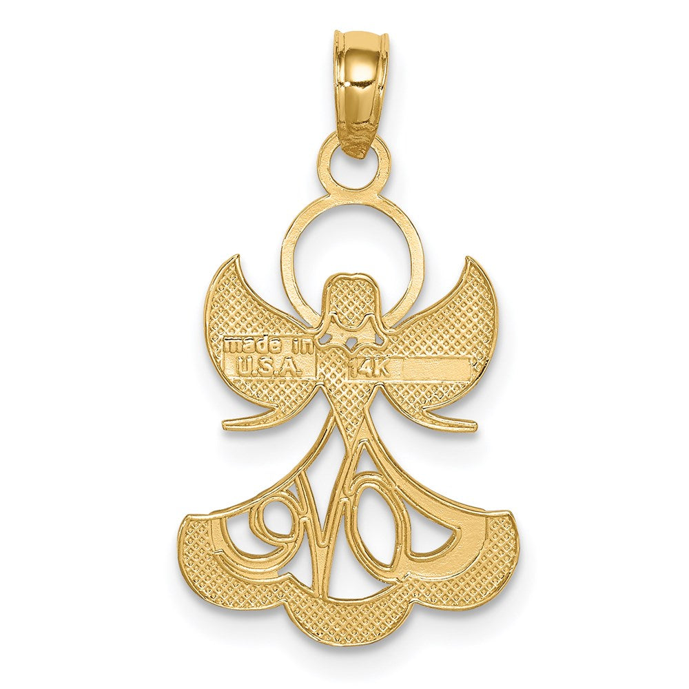 14K w/Rhodium LOVE Angel Pendant
