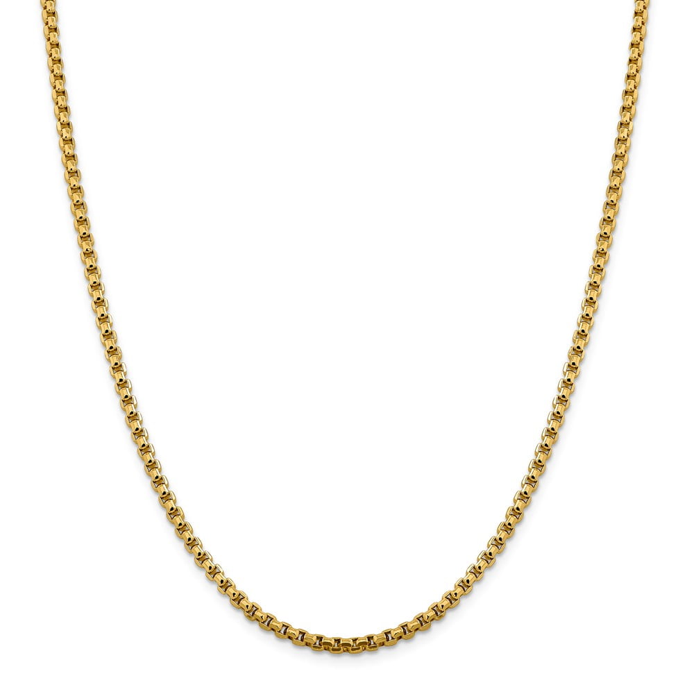 14K 18 inch 3.6mm Semi-Solid Round Box with Lobster Clasp Chain