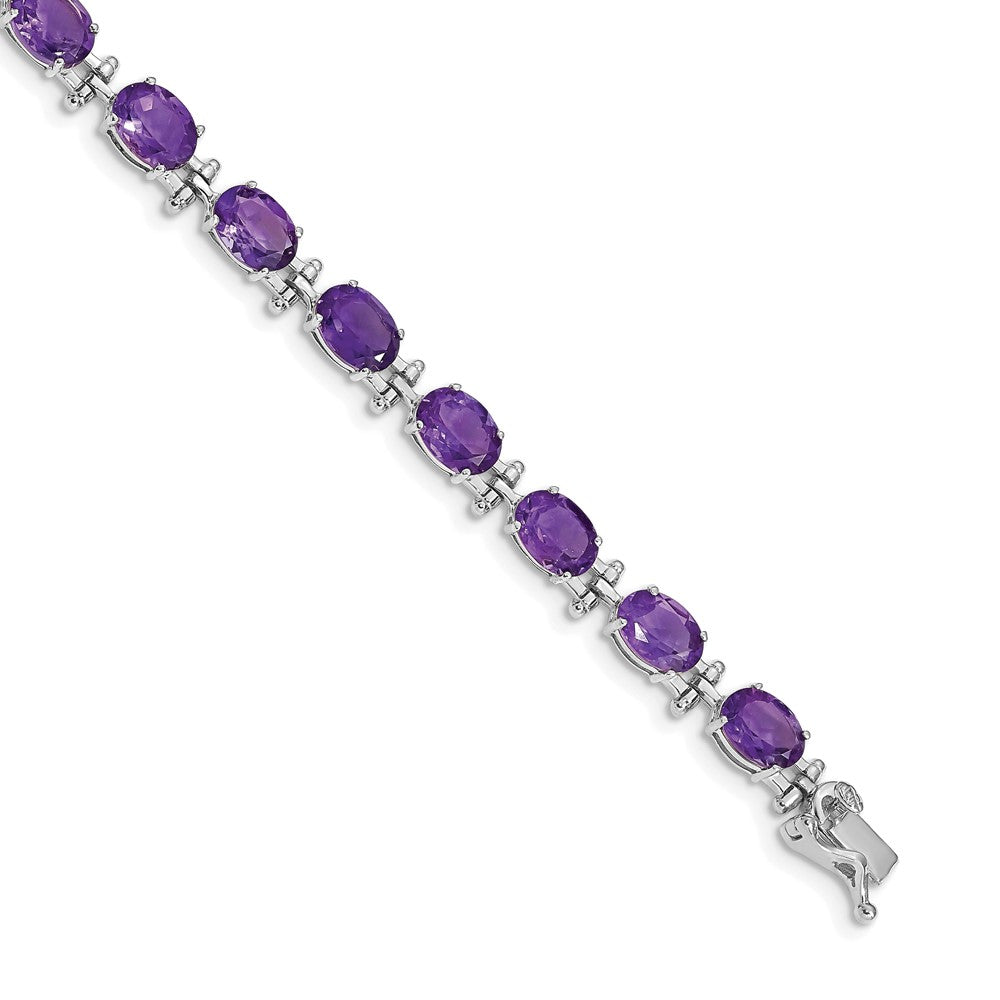 14k White Gold Amethyst Bracelet 7 inches