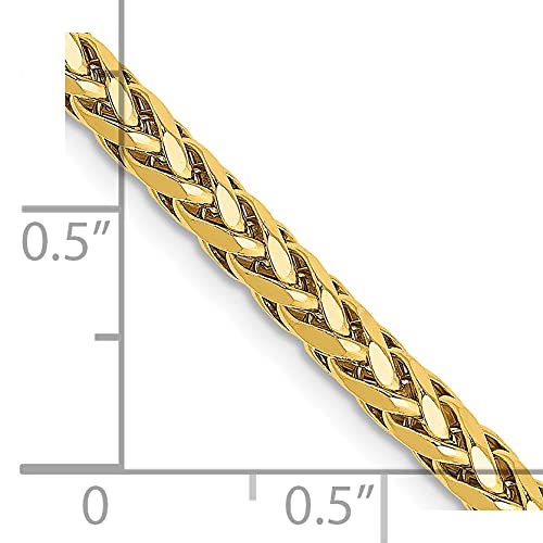 14K 18 inch 3.1mm Semi-Solid Diamond-cut Wheat with Lobster Clasp Chain