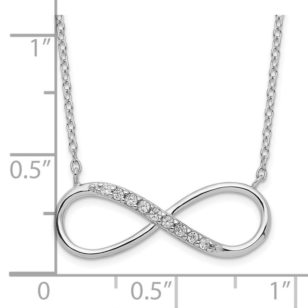 Sterling Silver Rhodium-plated with CZ Infinity w/ 2 IN EXT Necklace 16 Inches