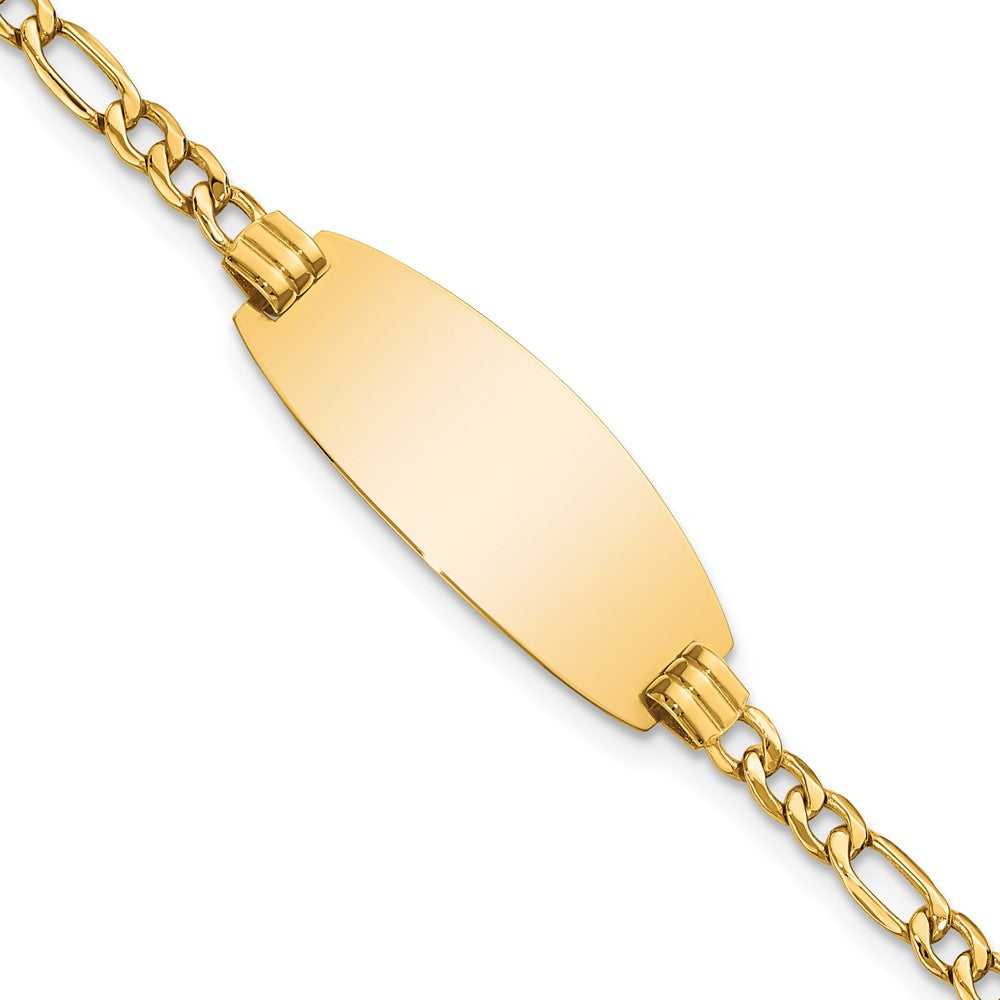 14k Semi-Solid Oval ID Figaro Bracelet 8 inches