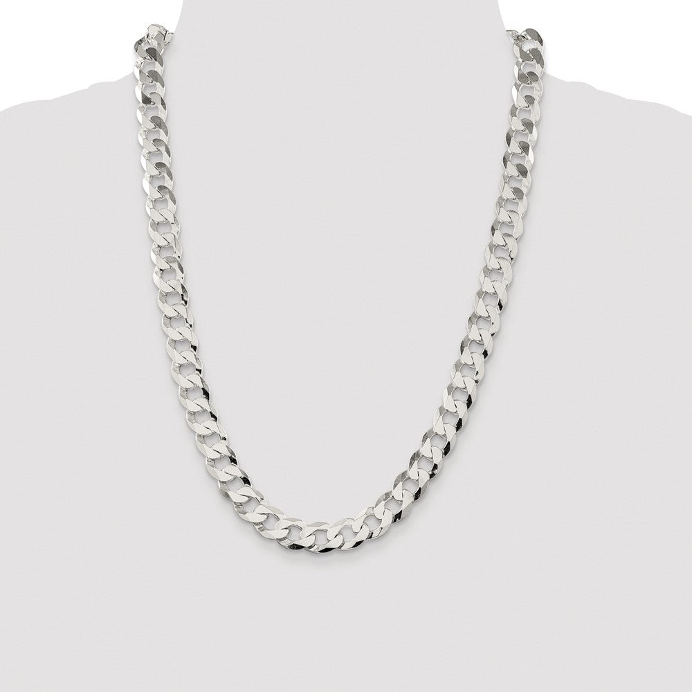 Sterling Silver Rhodium-plated 11.75mm Flat Curb Chain