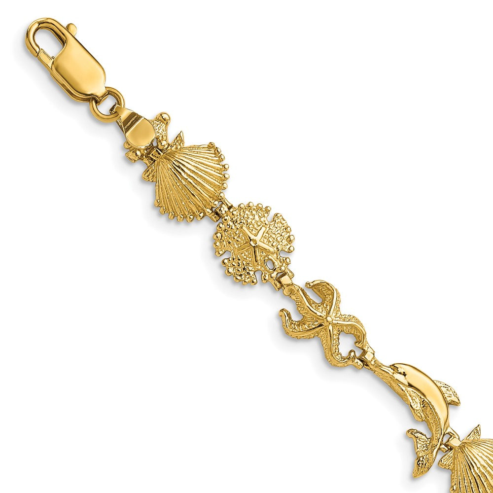 14K Dolphin and Sea Shells Bracelet