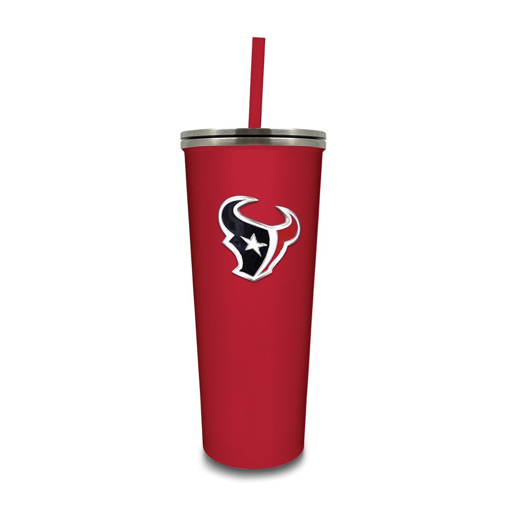 NFL Houston Texans Stainless Steel 24 ounce Skinny Tumbler with Emblem and Straw