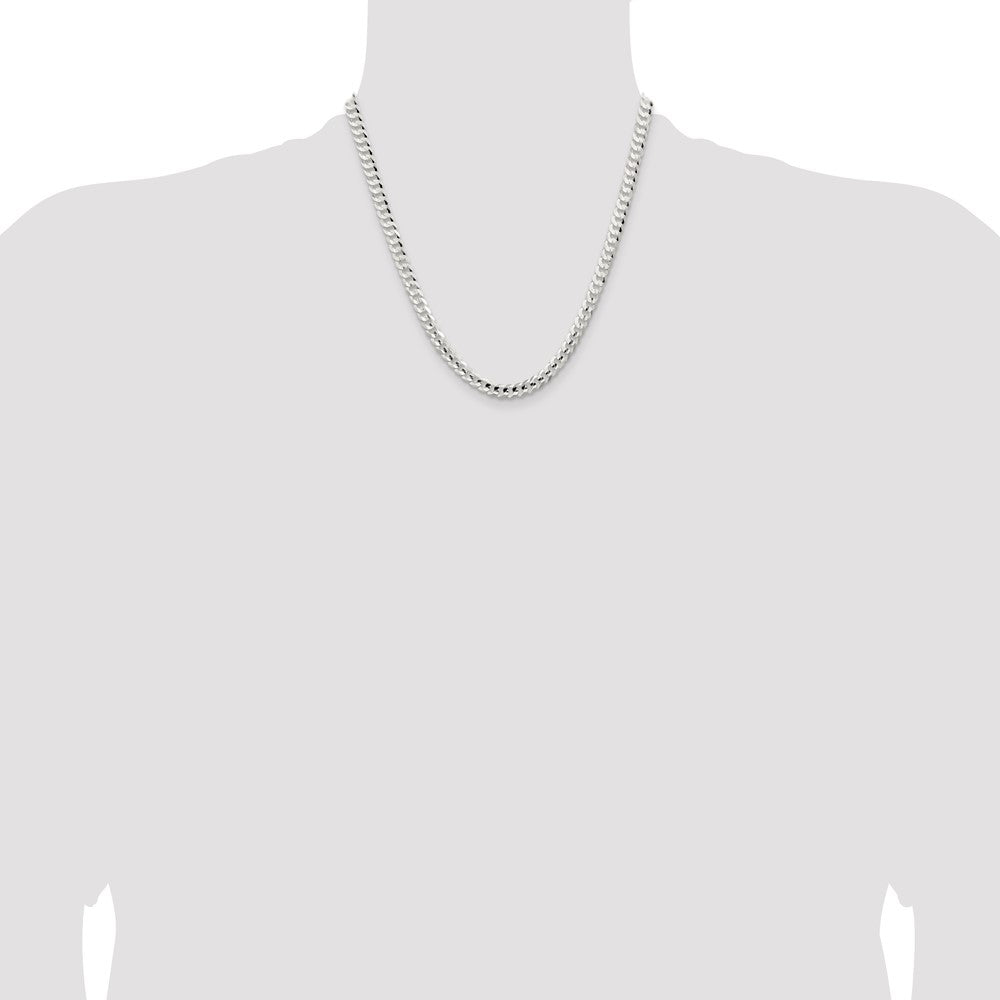 Sterling Silver 5.65mm Concave Beveled Curb Chain 20 Inches